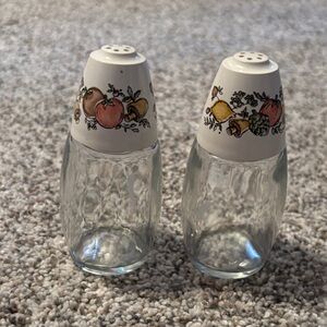 Vintage Spice of Life Glass Salt and Pepper Shakers with Fruit Design